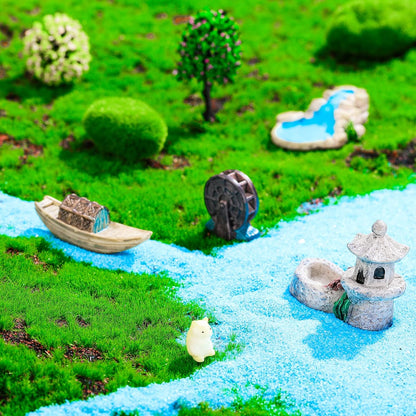 Jetec 12 Pcs Garden Accessories Miniature Bridge Mini Lighthouse Water Well Bridge Figurines Pond Lawn Ornament Figurines for DIY Craft Garden Decor(Retro Style)