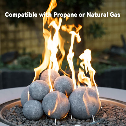 Skyflame Ceramic Balls, Set of 6 Round Fire Stones Set for Indoor and Outdoor Fire Pits or Fireplaces Accessory, 5 Inch, Gray