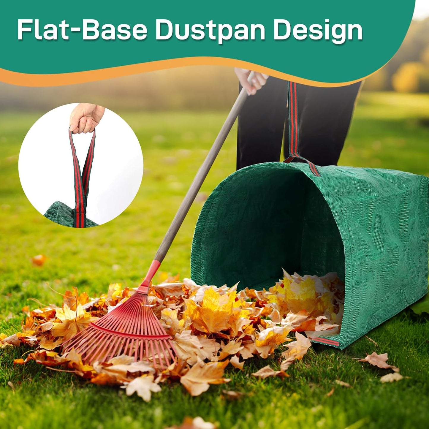 2 Pack 53 Gallon Reusable Yard Waste Bags, Dustpan-Type Lawn Bags, Collapsible Heavy Duty Leaf Bags, Standable Garden Waste Bags for Collecting Leaves, Lawn Grass, Clippings and Branches