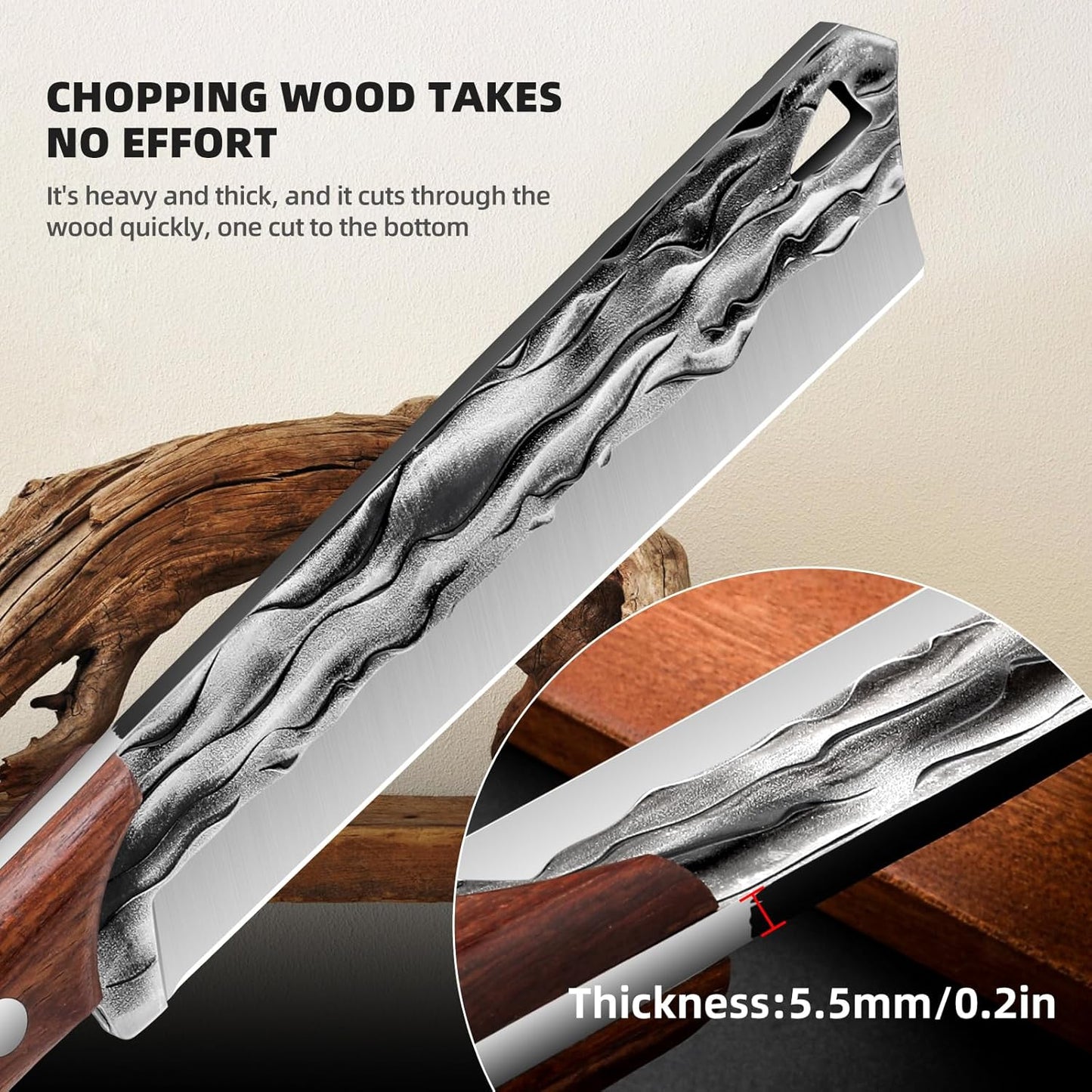 Machete with Sheath for Cutting Trees Heavy Duty, for Yard Work and for Bushcrafting Knife Sickle for Clearing Brush Garden Tools Construction Blade