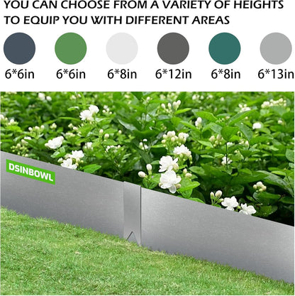 Landscape Edging Kit, 13 INCH 6 PCS Galvanized Steel Edging Landscape Lawn Edging Powder for Lawn Yard, Coated Bendable Metal Strips, No-Dig Hammer-in Edging Border w/ 7Clips