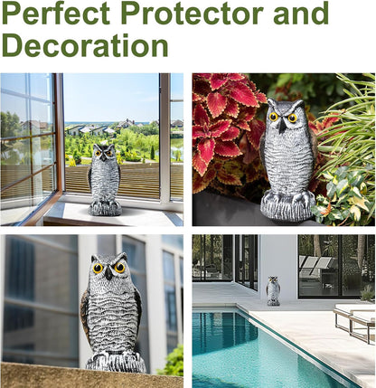 OFFO Bird Scare Devices Plastic Owl Scarecrow for Halloween Decorations Outdoor Garden, Yard, Pool Decoration, 8.3 in Height, Brown and White