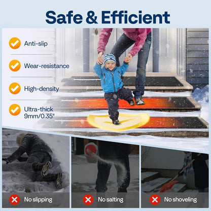 VIVOHOME 10" x 38" Snow Melting Mat with Grounding Wires, 0.35" Thickened SBR Rubber Heated Outdoor Mats, Heated Walkway Mats 1 Pack (Power Cord Not Included)