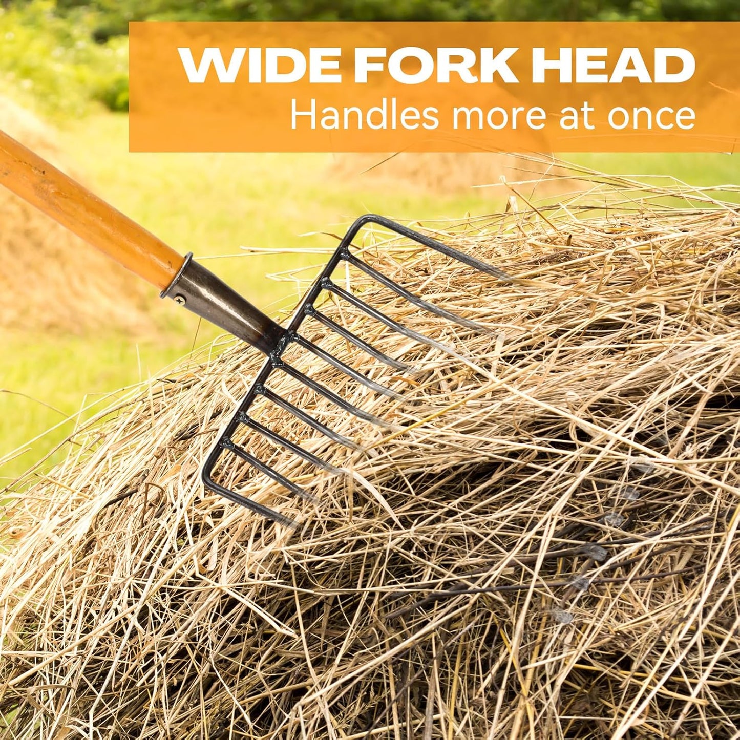4 Sets Pitch Fork 10 Tines Wide Manure Fork with Long Handle Heavy Duty Muck Rake Broadfork Garden Tool for Gardening Horse Stall Picking up Manure Farm
