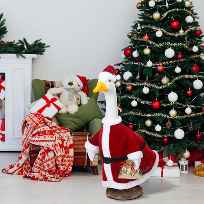 Christmas Santa Claus Goose Outfit Dresses Clothes for 23" High Cement or Plastic Christmas Goose Lawn Clothing Porch Garden Costume for Yard Patio Statue Outdoor Xmas Holiday Decor