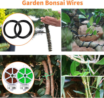 Bonsai Tools Set, 20 Pcs Gardening Succulent Tree Indoor Beginner Tool Kit, Include 262 Feet Bonsai Wire, 29.5"x29.5" Plant Repotting Mat, Leather Bag, Bonsai Scissors, Pruning Shears, Gifts for Women
