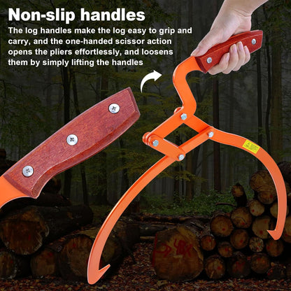 13 Inch Orange Log Tongs, Claw Skidding Tong Logging Skidding Tongs with Non Slip Grip, Log Lifting Tools for Handling, Dragging & Carrying Tool