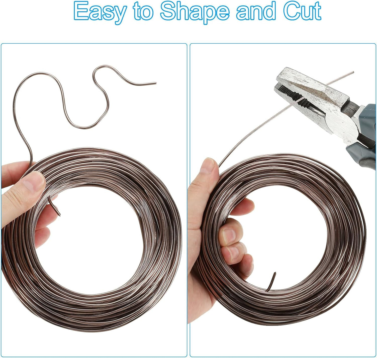 PATIKIL 3mm x 41ft Bonsai Training Wire,Floral Wire Stems Anodized Aluminum Tree Wire for Gardening Branch Fixing,Brown