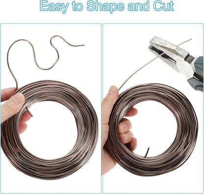 PATIKIL 1.5mm x 169ft Bonsai Training Wire,Floral Wire Stems Anodized Aluminum Tree Wire for Gardening Branch Fixing,Brown