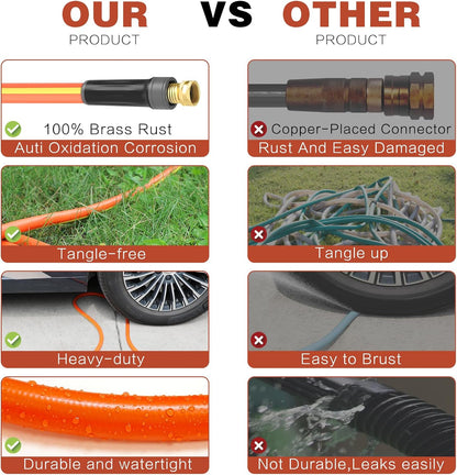 Hybrid Hose 3ft x 5/8",Short Garden Water Hose Heavy Duty,Flexible, Lightweight Hybrid Water Hose with Swivel Handle,3/4'' Brass Fittings,Available For Reel Cart Backyard Burst 500 PSI