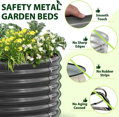 A ANLEOLIFE 4-Pack 6X3X2ft & 8X4X2ft Deep Root Galvanized Raised Garden Beds Outdoor for Planting Vegetables Flowers Herb, Quartz Grey