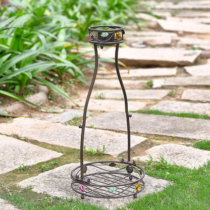 Gazing Globe Stand, Metal Gazing Ball Holder with Flower Planter Base, Vintage Gazing Ball Display Stand for 8-9 Inches Garden Gazing Globes, Indoor, Outdoor, 11 "D x 24 "H