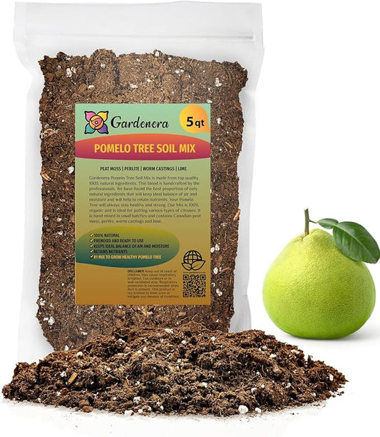 Gardenera's Premium Pomelo Tree Soil Mix - Quick Drain Potting Soil for Growing and Repotting Citrus Maxima - 5 Quart