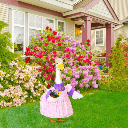 Sweet Gardener Porch Goose Outfits 23" Goose Statue Clothes Lawn Cement Goose Garden Yard Decor (Pink)