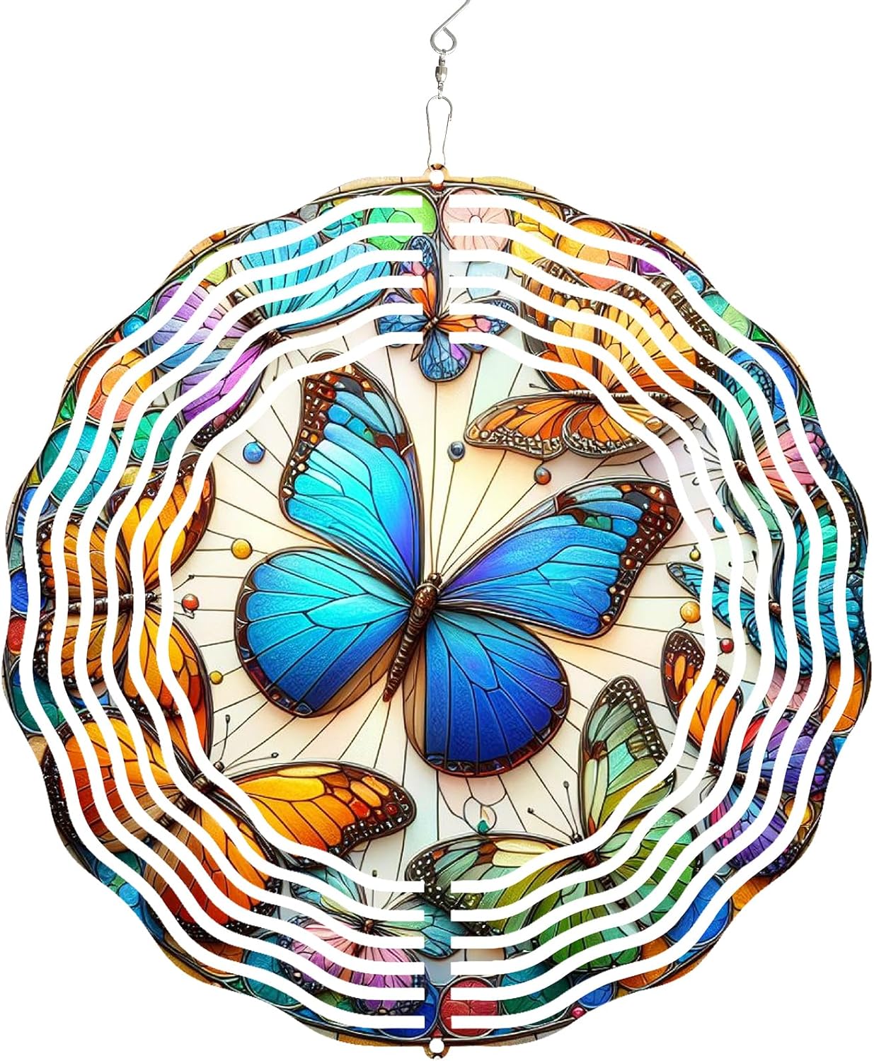3D Butterfly Wind Spinners Outdoor Stainless Steel Hanging Wind Spinner Decorations Metal Garden Art for Patio Garden Yard and Indoor Spaces Butterfly Gifts for Mom Wife Women Grandma