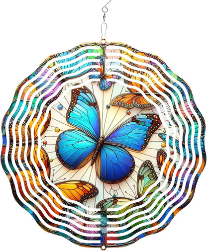 3D Butterfly Wind Spinners Outdoor Stainless Steel Hanging Wind Spinner Decorations Metal Garden Art for Patio Garden Yard and Indoor Spaces Butterfly Gifts for Mom Wife Women Grandma