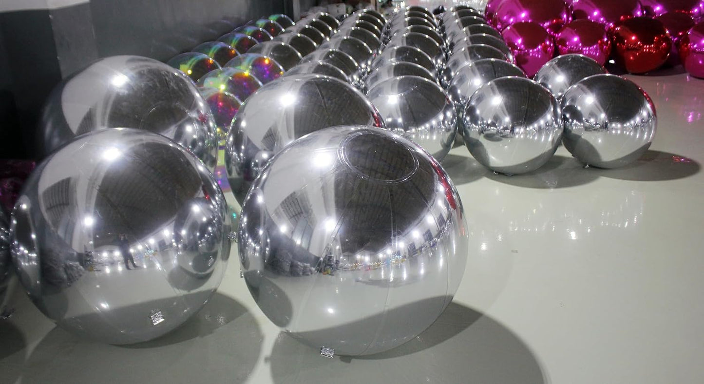 Generic Big Shiny Balls Giant Inflatable Mirror Balls for Events & Decor - Party, Advertising, Shows, Stage Decoration - Hanging & Standing-Various Sizes & Colors - Silver (1.0m/3.28ft)