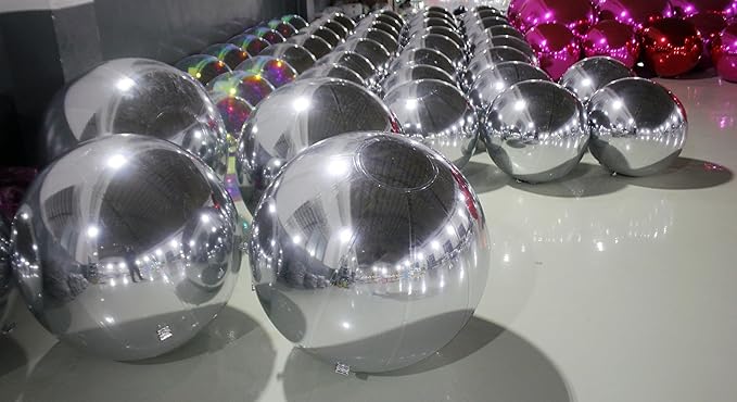 Generic Big Shiny Balls Giant Inflatable Mirror Balls for Events & Decor - Party, Advertising, Shows, Stage Decoration - Hanging & Standing-Various Sizes & Colors - Silver (0.8m/2.62ft)
