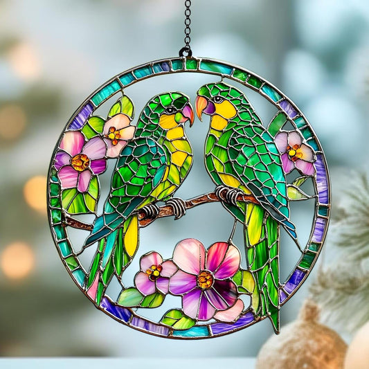 Parrot Flower Suncatcher Ornament Gift Suncatchers Indoor Window Suncatchers for Windows Hanging