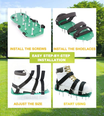 Blueash Lawn Aerator Shoes for Grass, Aerator Shoes for Lawn Aeration 2" Spikes, Aeration Shoes for Lawn with Adaptable Straps for All Shoe Sizes