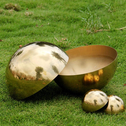 6pcs Hollow Hemisphere Ball Gazing Ball Half for Outdoor Decoration Shopping Mall Decor Wall Decorated (Gold)