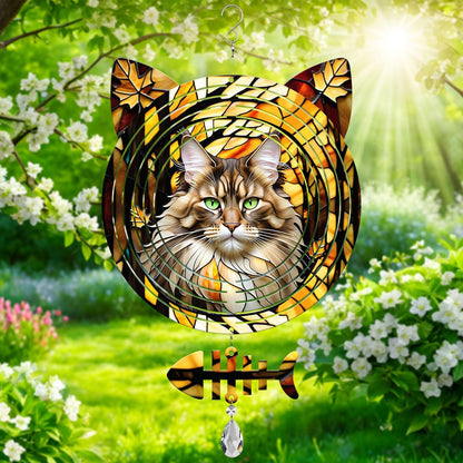 Maine Coon Cat Wind Spinner, Maine Coon Cat Wind Spinner Hanging for Yard and Garden