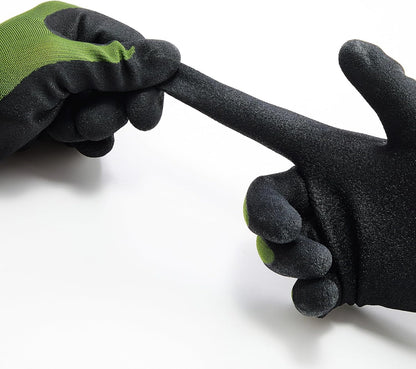 COOLJOB Gardening Gloves for Men, 6 Pairs Breathable Rubber Coated Garden Gloves for Weeding Landscaping, Outside Work Gloves for Lawn Yard, Men’s Xlarge Size, Black & Green (Half Dozen XL)
