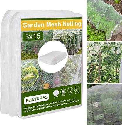 10 x 50FT Garden Netting, Cookmaster Plant Covers Durable Ultra Fine Mesh Protection, Garden Plant Row Cover, Raised Bed Barrier Screen Protection Net Cover for Plant Vegetable Fruit Flower