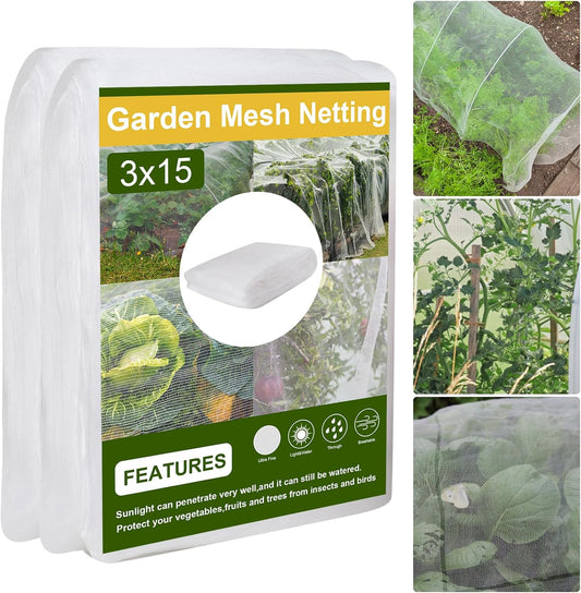 10 x 50FT Garden Netting, Cookmaster Plant Covers Durable Ultra Fine Mesh Protection, Garden Plant Row Cover, Raised Bed Barrier Screen Protection Net Cover for Plant Vegetable Fruit Flower
