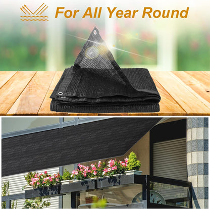 SPORTYOUTH 70% Shade Cloth for Patio, 6x20 ft Mesh Tarp with Grommets, UV Resistant Black Sunblock Sun Shade Netting Cover for Garden, Greenhouse, Chicken Coop, Pergola, RV, Canopy, Barn Kennel