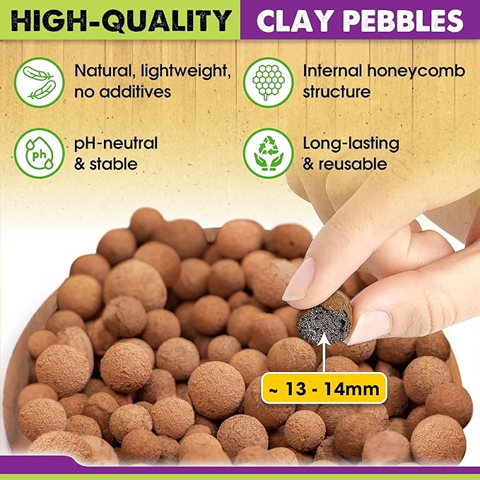 DUSPRO RECYCLE 4 Quarts Clay Pebbles for Plants, 13mm-14mm Leca Balls, Hydroton Clay Pebbles for Indoor Plants, Hydroponic Growing, Plants Drainage, Aquaponics