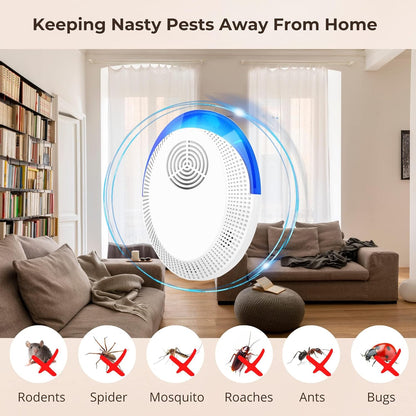 MITXPC Ultrasonic Pest Device Repeller Indoor Pest Deterrent Repellent Ultrasonic Plug in, Pest Control for Spiders, Roaches, Insects (6 Pack)