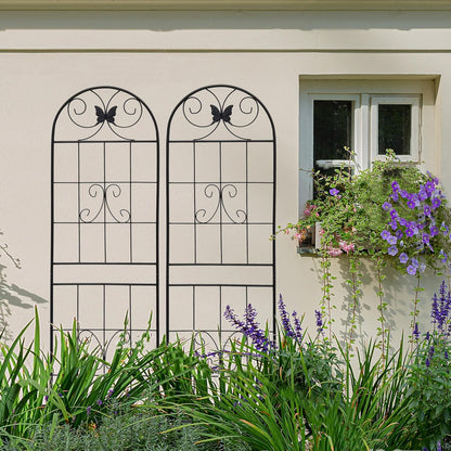 2 Pack Garden Trellises with Black Metal Coating, Trellis for Climbing Plants Outdoor, Roses, Vegetables, Vines, Cucumbers-19.7×71 inches.