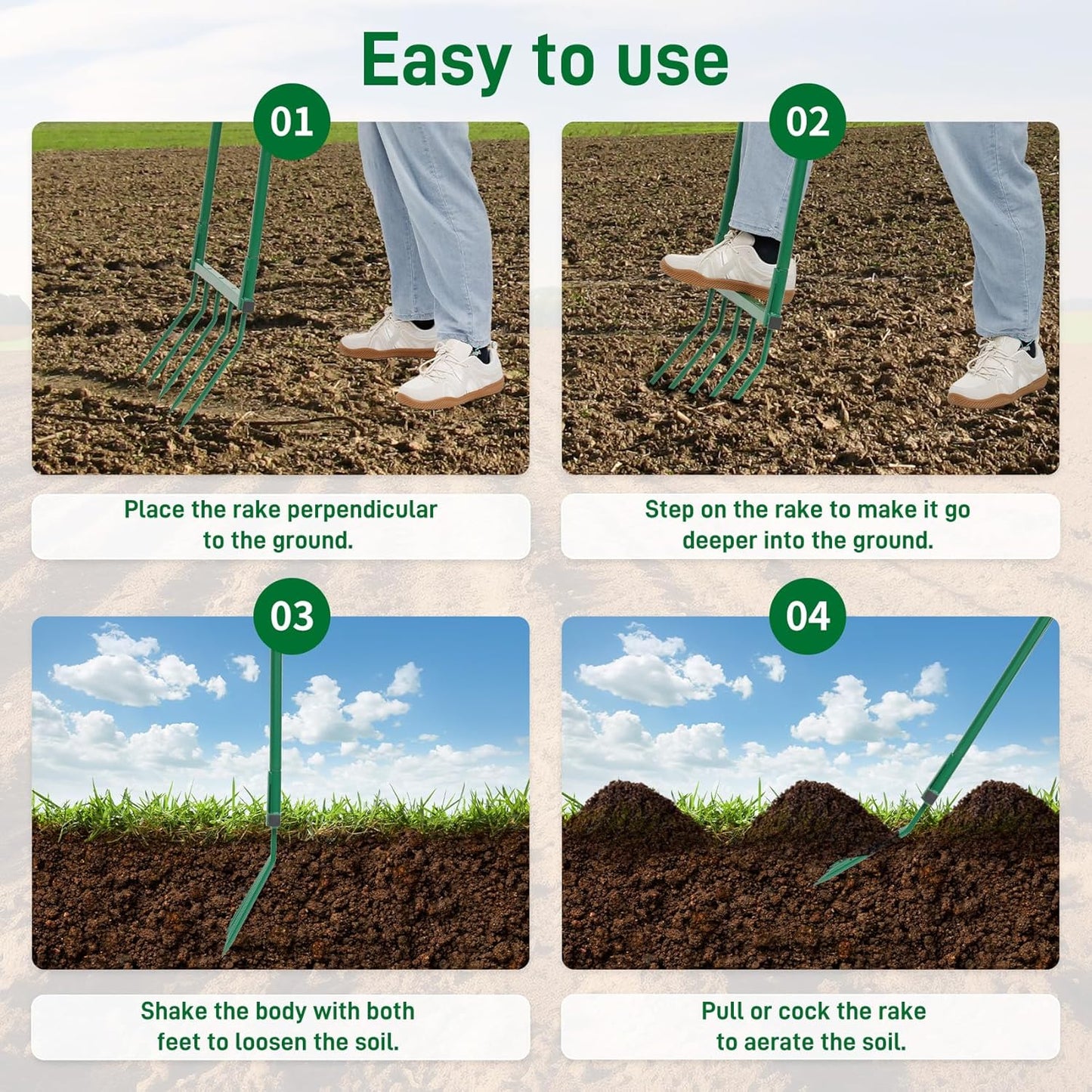 Broad Fork, Broad Fork for Gardening Heavy Duty 20" Wide, 55" Tall – Heavy-Duty Hand Tiller for Digging, Cultivating & Aerating Clay Soil. Ergonomic U-Shaped Design for Comfortable Gardening & Farming