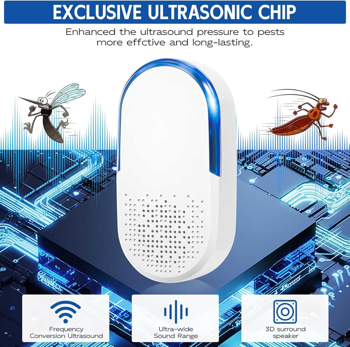 Ultrasonic Pest Repeller Plug in Mouse Rodent Mice Rat Mosquito Spider Roach Repellent Indoor Ultrasound Bug Insect Repellent for Home Basement Attic Garage, Electronic Plug in Pest Control (6)