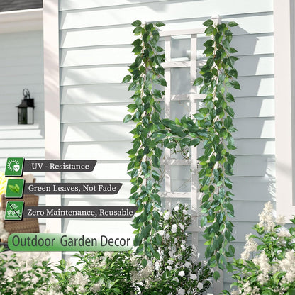 mizii 5 Packs 390" Artificial Vines Ficus Garland Fake Vine Silk Green Leaves Faux Plants Greenery Decoration for Bedroom Room Wall Party Table Centerpieces Wedding Arch Decor