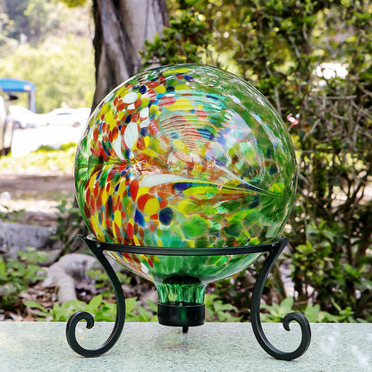 Gazing Balls for Garden 10" Glass Outdoor Garden Globe Ball Reflective Gazing Globes Outside Yard Decor (Green)