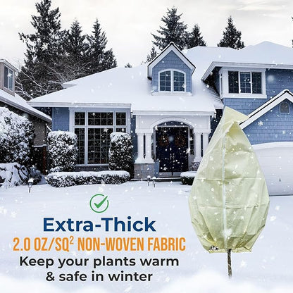 Plant Covers Freeze Protection Large, 2 Packs 60''W x 70''H Shrub Covers with Zipper and Drawstring, Frost Cloth for Winter, Outdoor Plant Blankets for Cold Weather