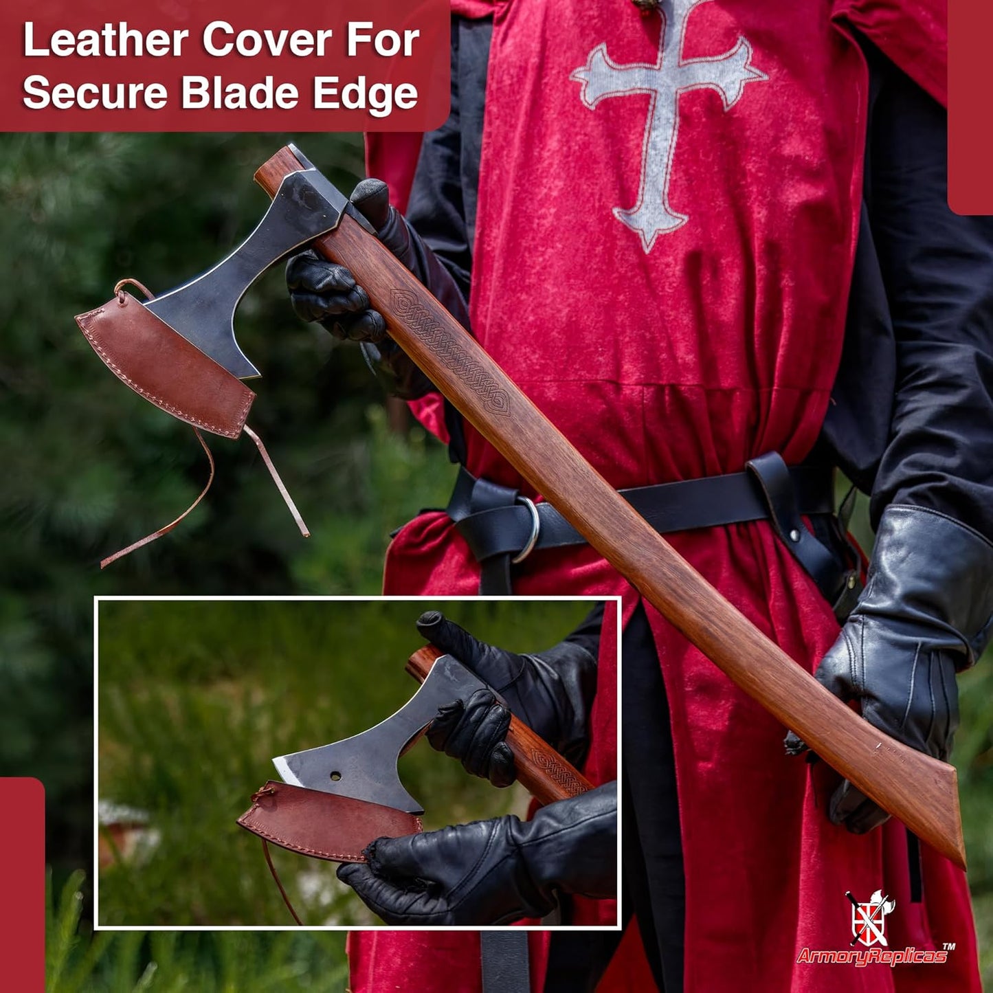 Armory Replicas™ Functional Two-Handed Scandinavian Battle Axe - Tempered High Carbon Steel Boar Formation Medieval Viking War Axe