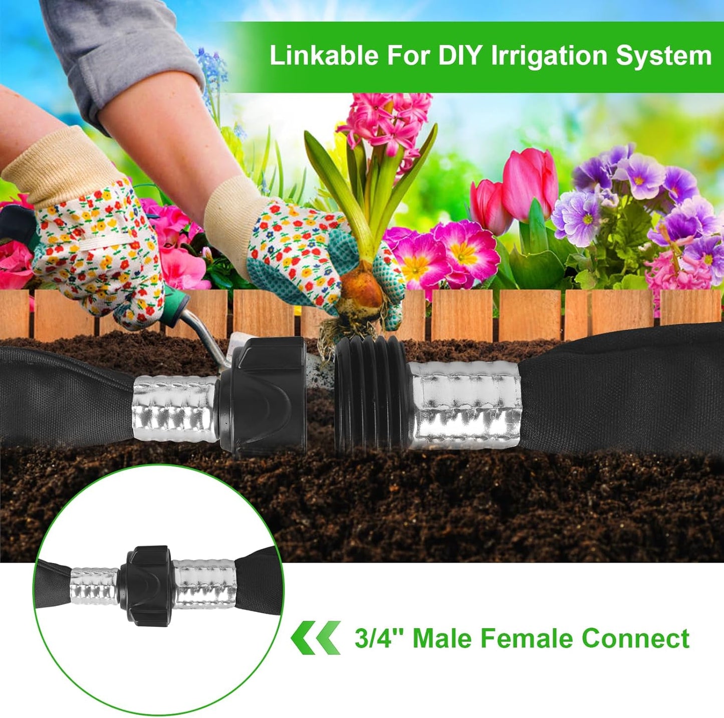 Flat Soaker Hose 15FT for Efficient Watering Tree - Durable Double Layer Design for Gardens, Lawns, and Vegetable Fields (15FT)