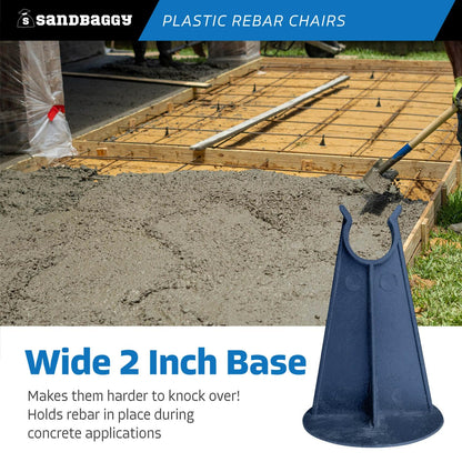 Sandbaggy Rebar Plastic Chair | Fits Rebar #3 to #5 | Heavy Duty Construction- Preferred Choice for Concrete Contractors | Save Money & Labor Compared w/Dobie Bricks (Pack of 2000, 2-1/4 Inch Length)