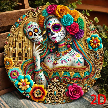 7.87inch Witch Sun Catchers Indoor Window The Day of Dead Skull Floral Acrylic Suncatcher Halloween Glass Window Hanging Gothic Decor with Chain for Home Garden Ornament Women Lover Gift