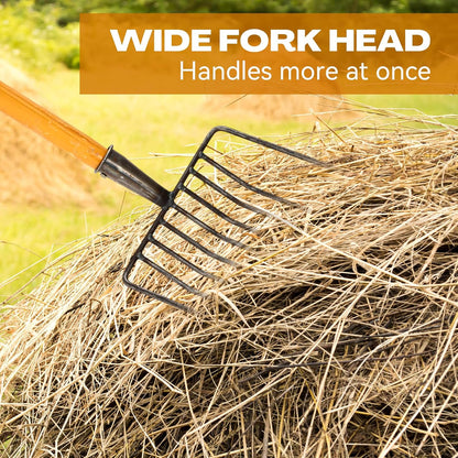 Pitch Fork, 3 Sets Heavy Duty Pitch Fork with 47.2" Wood Handle, 9-Tine Horse Stall Forks with Handle for Gardening Horse Stall Picking up Manure Farm