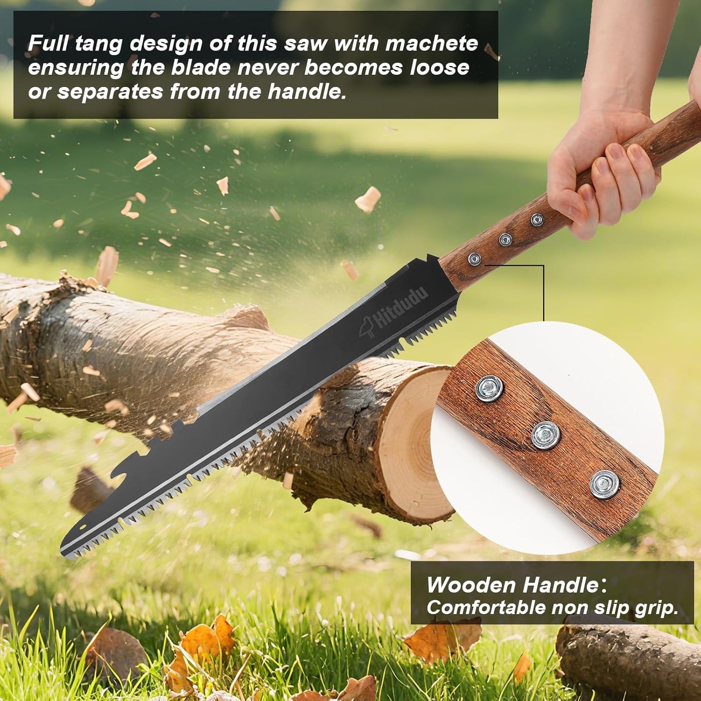 Hand Saw, Multifunction Camping Saw Outdoor Tools Long Saw with Machete for Bushcraft, Trees Cutting, Outdoor Hunting, Garden Work, Survival, Yard Work, XL Teeth Edition (Black)