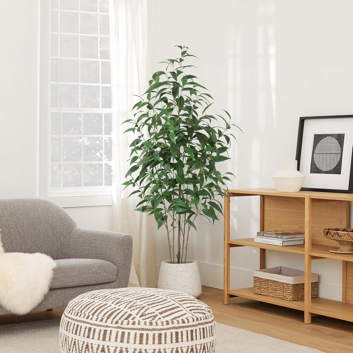 Artificial Eucalyptus Tree,5Ft Tree Fake Plant in Pot for Home and Office Decor,Potted Faux Plants Tall Artificial Trees for Indoor