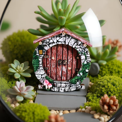 brownArchway Mini Fairy Garden Door for Tree, 3D Miniature Fairy Door for Fairytale Tiny House Doors, Bonsai Terrarium Micro Landscape Decoration Accessories Garden Miniatures