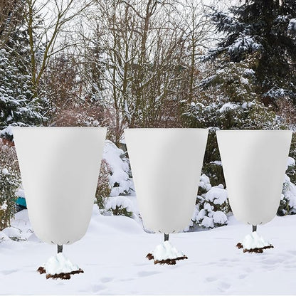 4 Pcs Plant Covers Freeze Protection 35.4" x 59" Winter Frost Blankets for Outdoor Plants with Zipper Drawstring Frost Cloth Freeze Covers Warm Shrub Jacket for Fruit Tree Potted(White)