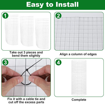 winemana 12 Set Garden Plant Protector Cage, 16x12 in Metal Wire Protectors for Plants, Protection Cages with Stakes & Nylon Ties, Animals Barrier to Keep Rabbit & Chicken Away from Flower Vegetables