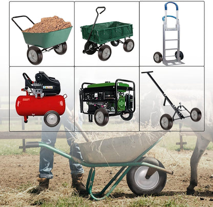 Universal Wheelbarrow Tire Flat Free 14.5"D x 3.2"W, Fits 4.80/4.00-8, 3.50/2.50-8, 4.00-6, 4.00-8 Wheelbarrow Wheels, installed 5/8" Bearing with Extra 3/4" Bearing,3"- 6" Center Hub (2 Pack)