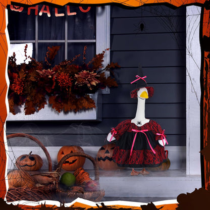 Suzile Halloween Porch Goose Outfit Witch Costume for 23" High Cement or Plastic Goose Clothes for Yard Lawn Outdoor Garden Patio Halloween Gothic Vampire Dress up Concrete Duck Statue Holiday Decor